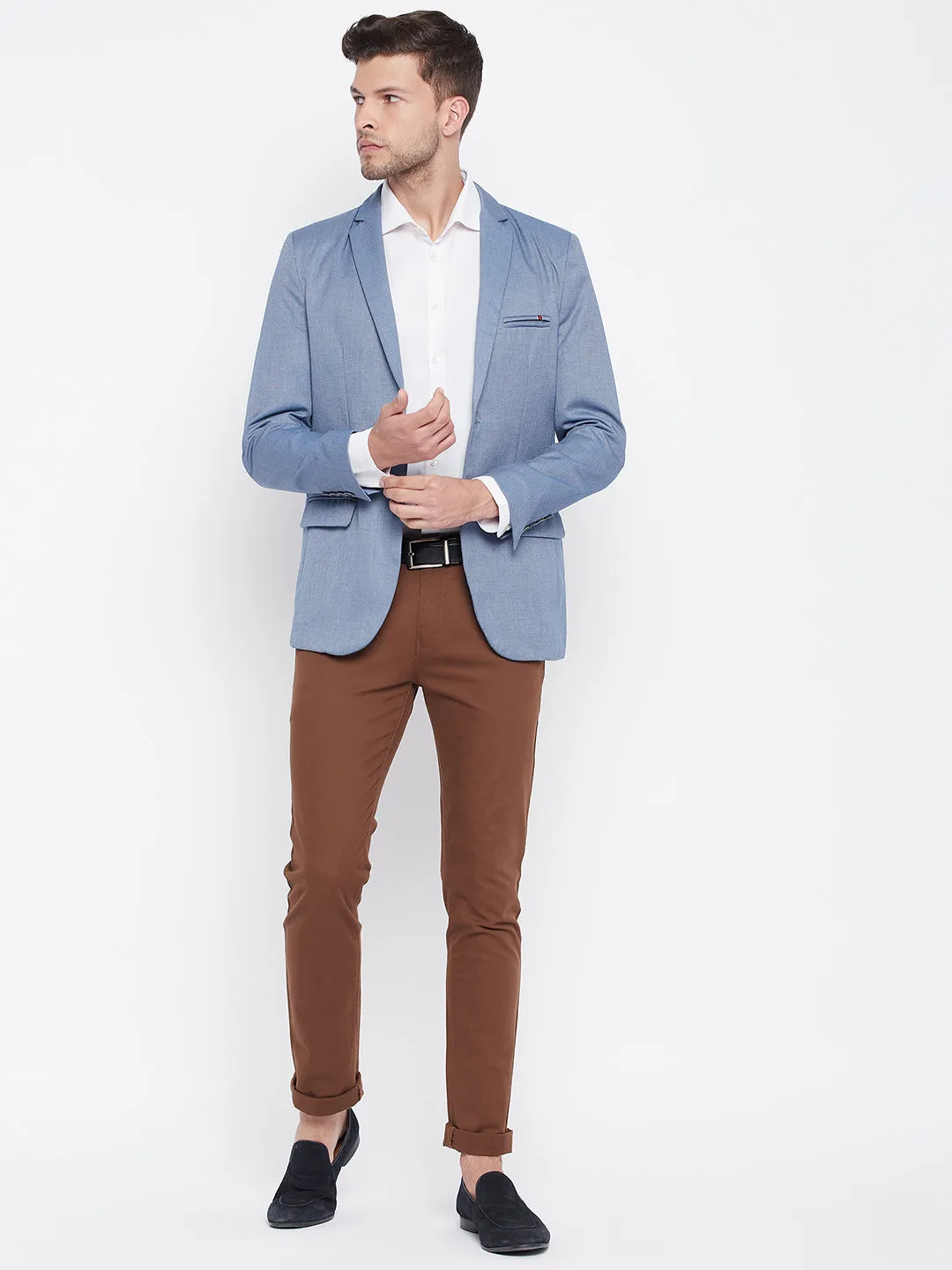 Blue Notched Lapel Blazer