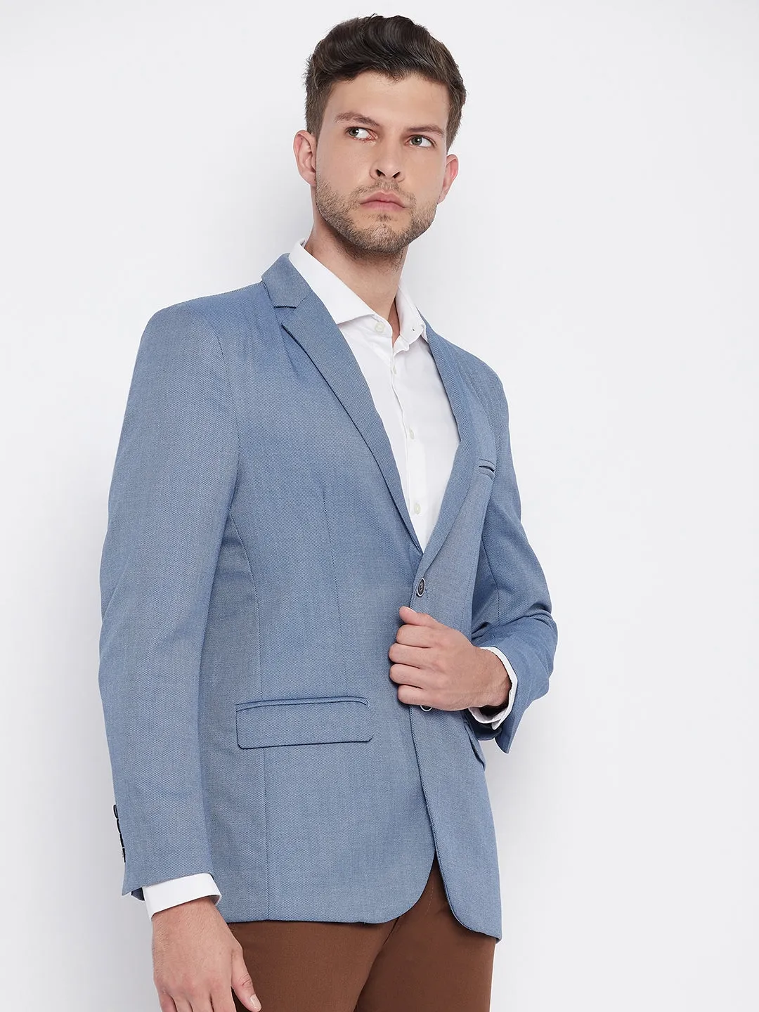 Blue Notched Lapel Blazer