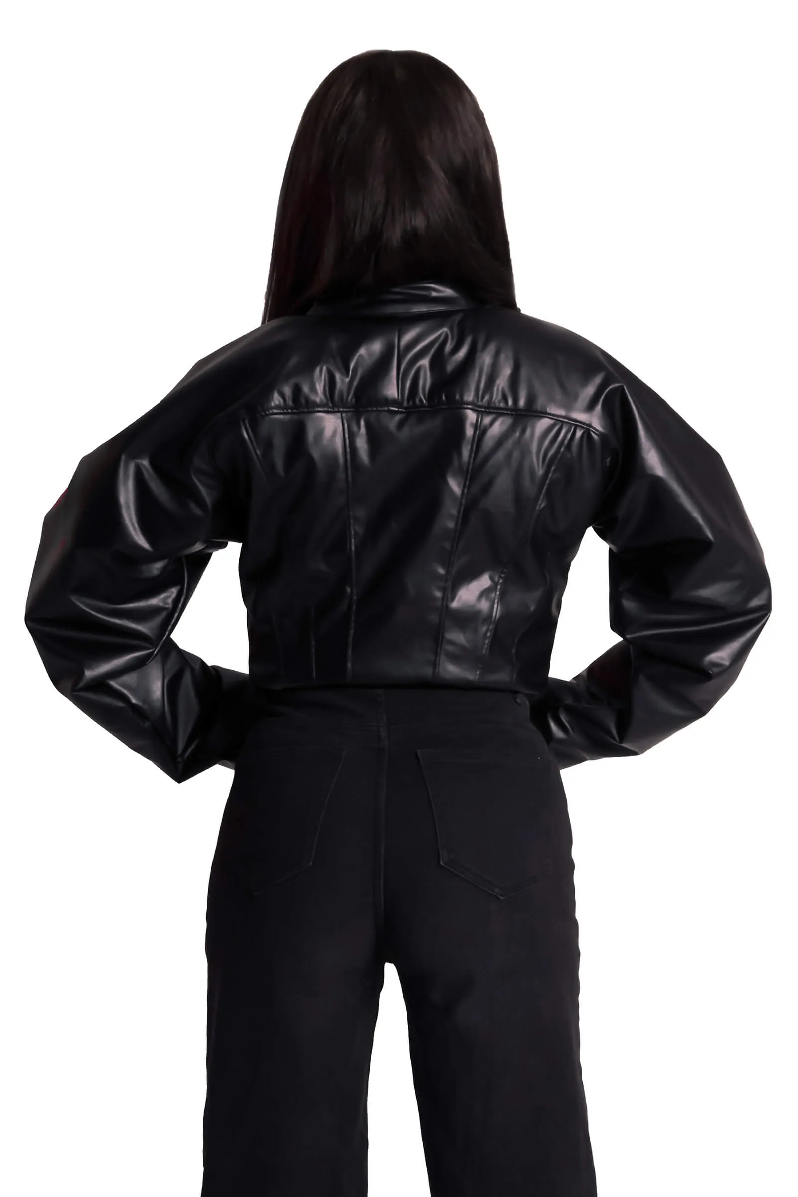 Bold Black Corset Leather Jacket