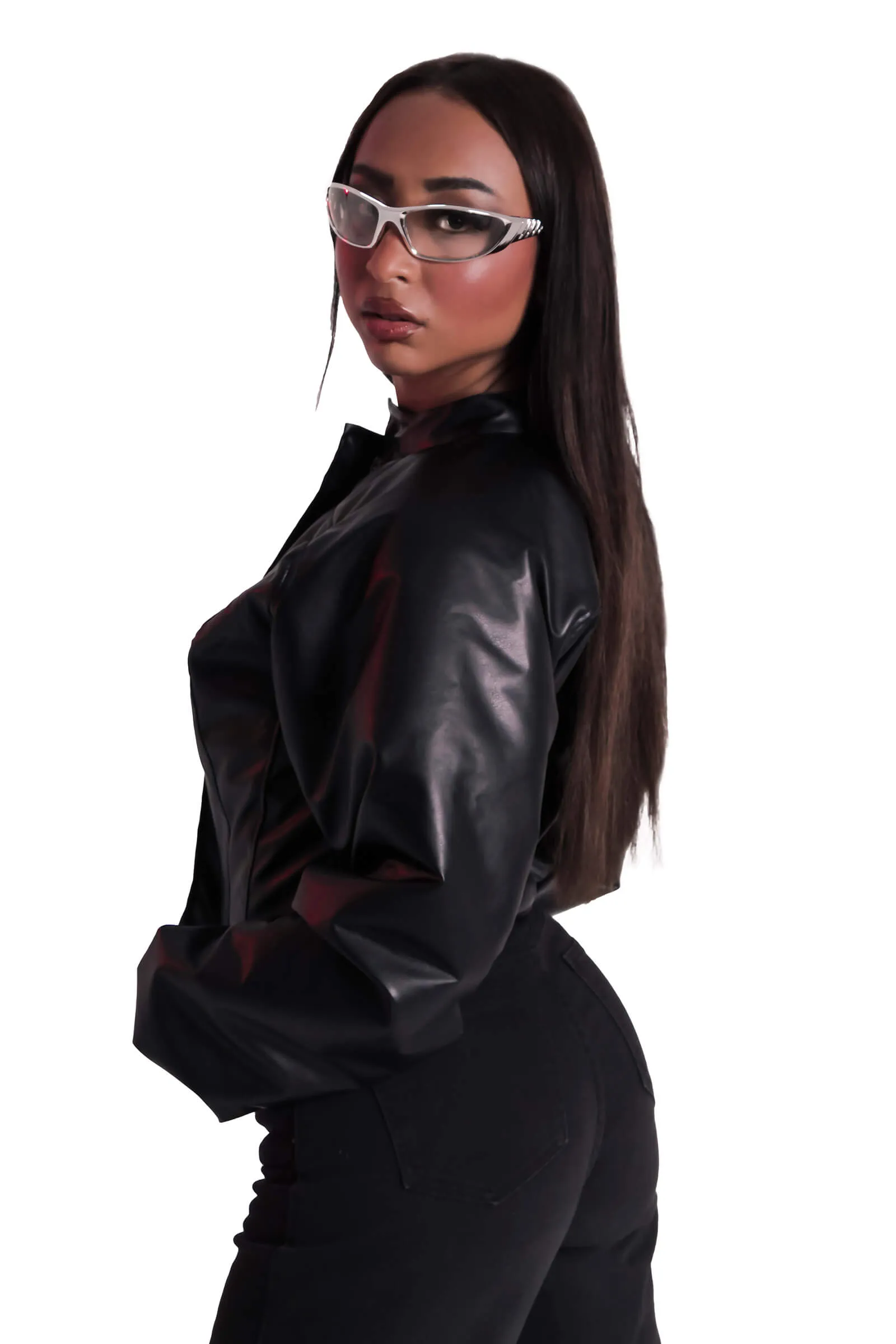 Bold Black Corset Leather Jacket