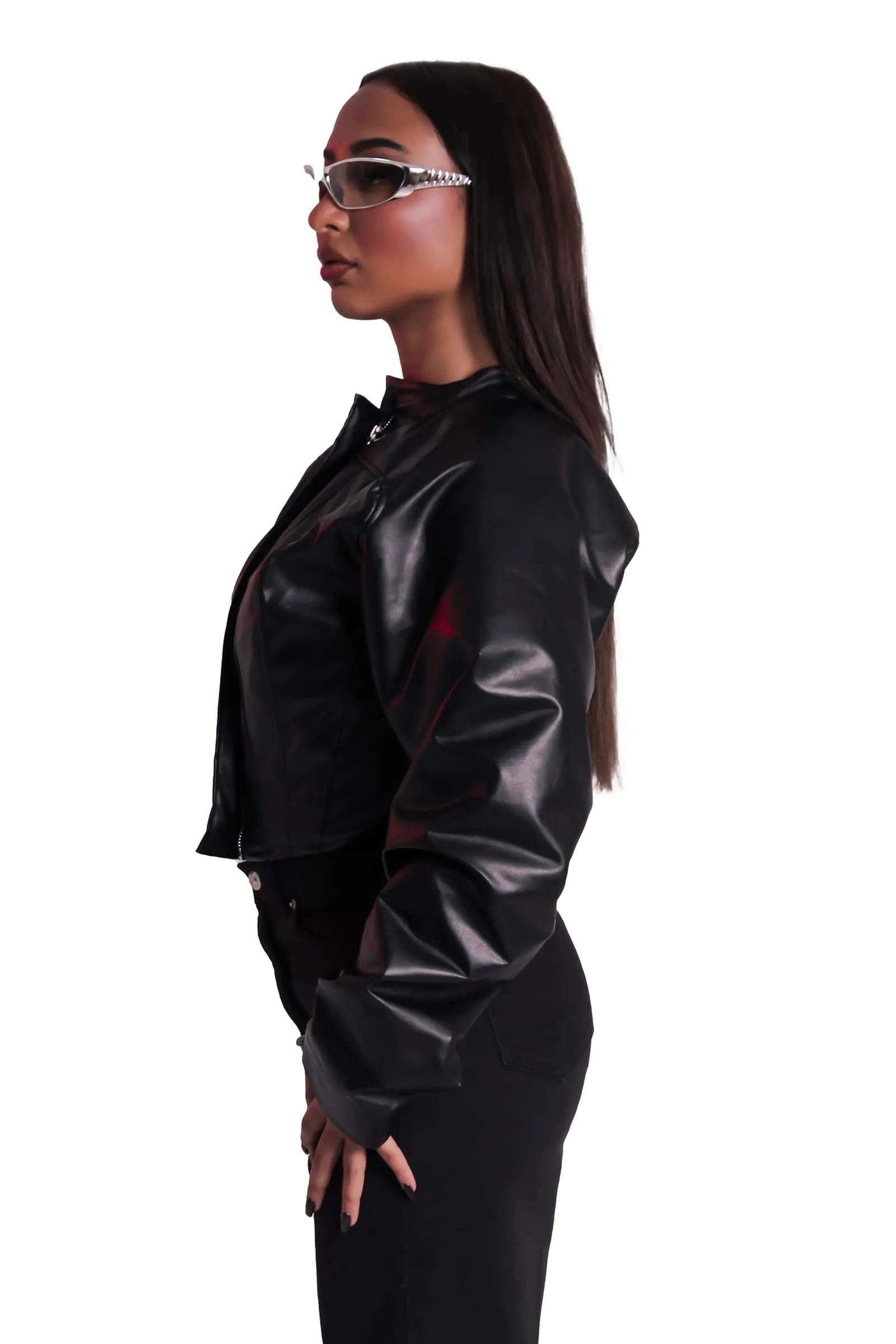 Bold Black Corset Leather Jacket