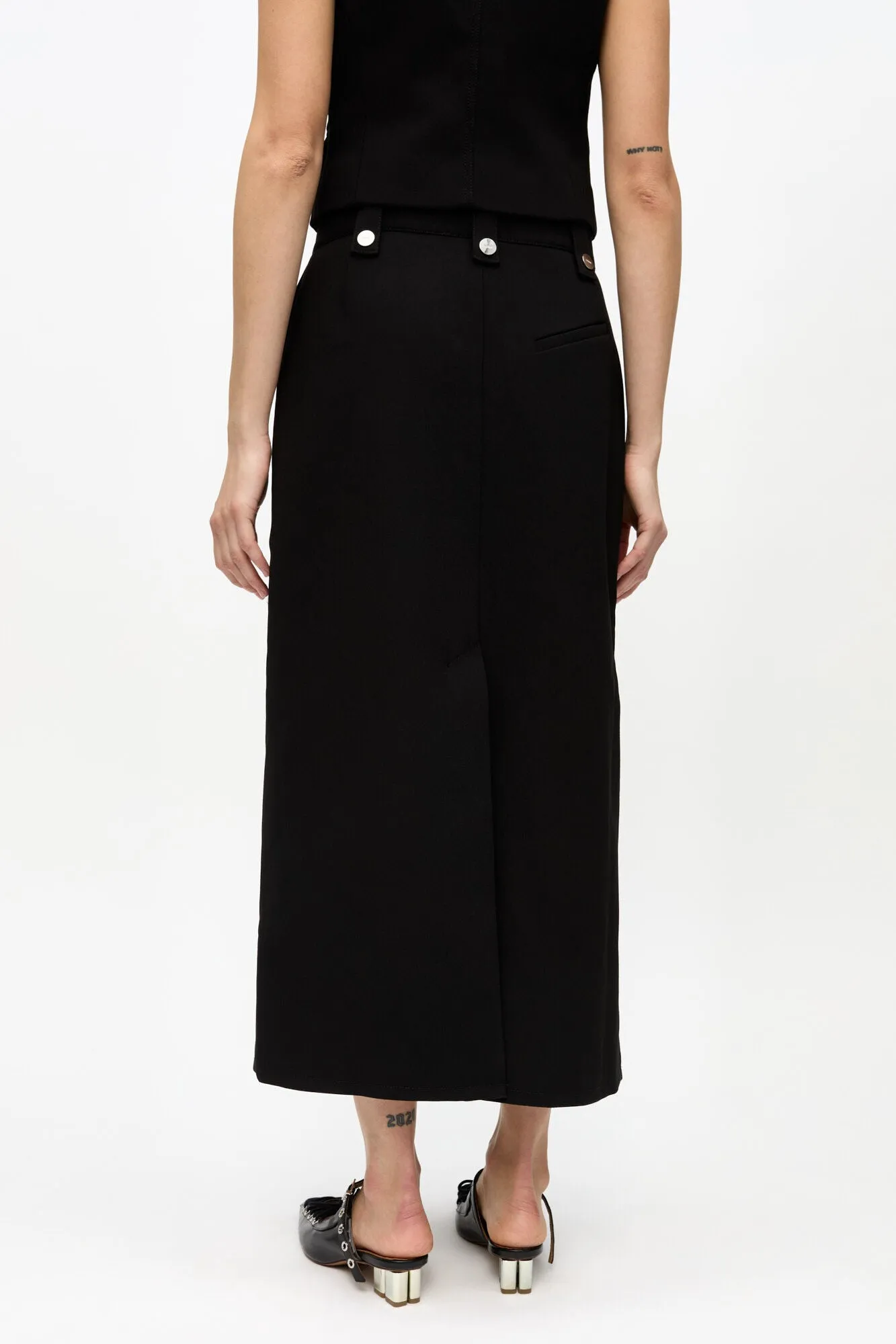BONDED CREPE SKIRT | BLACK