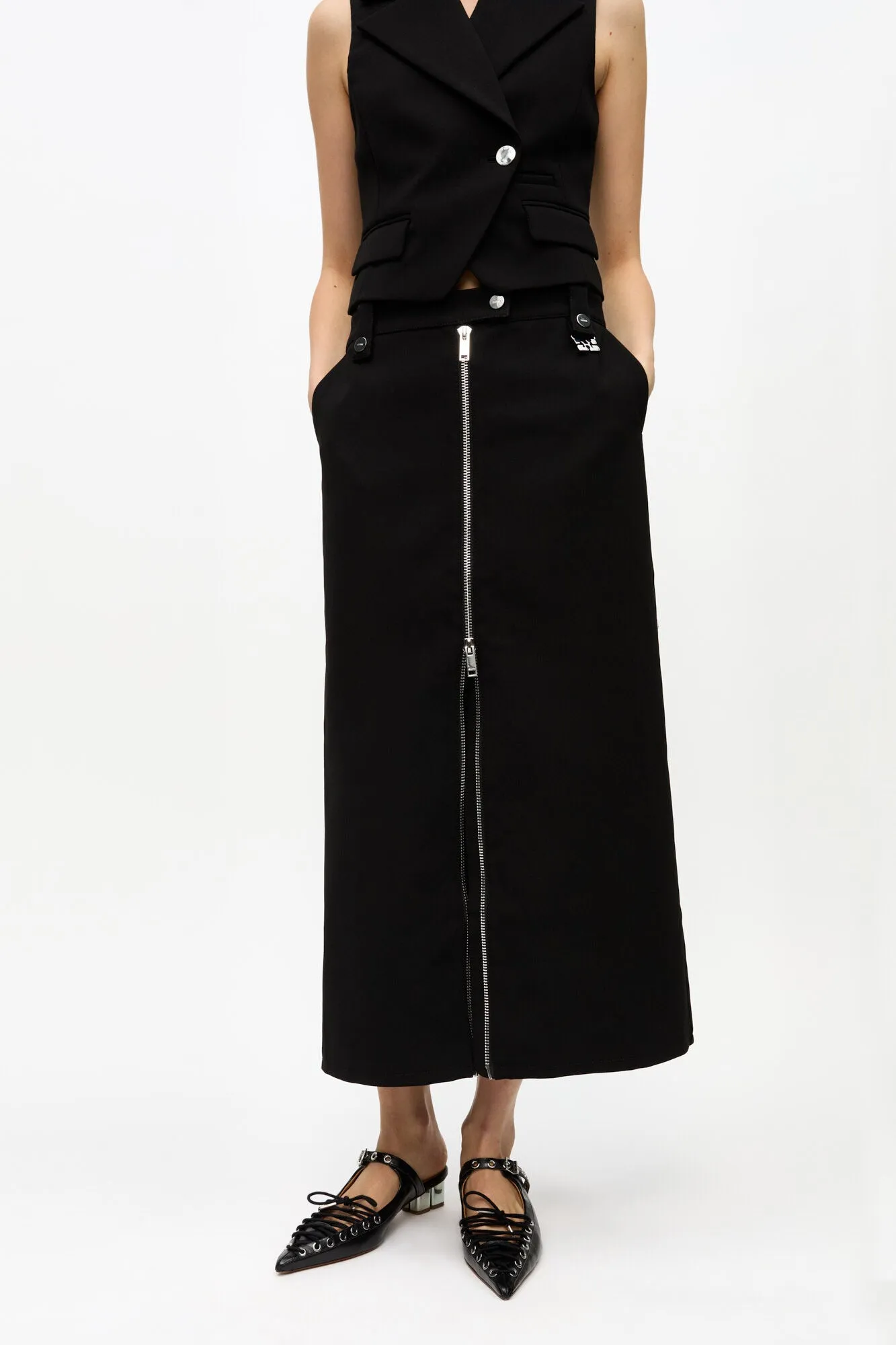 BONDED CREPE SKIRT | BLACK