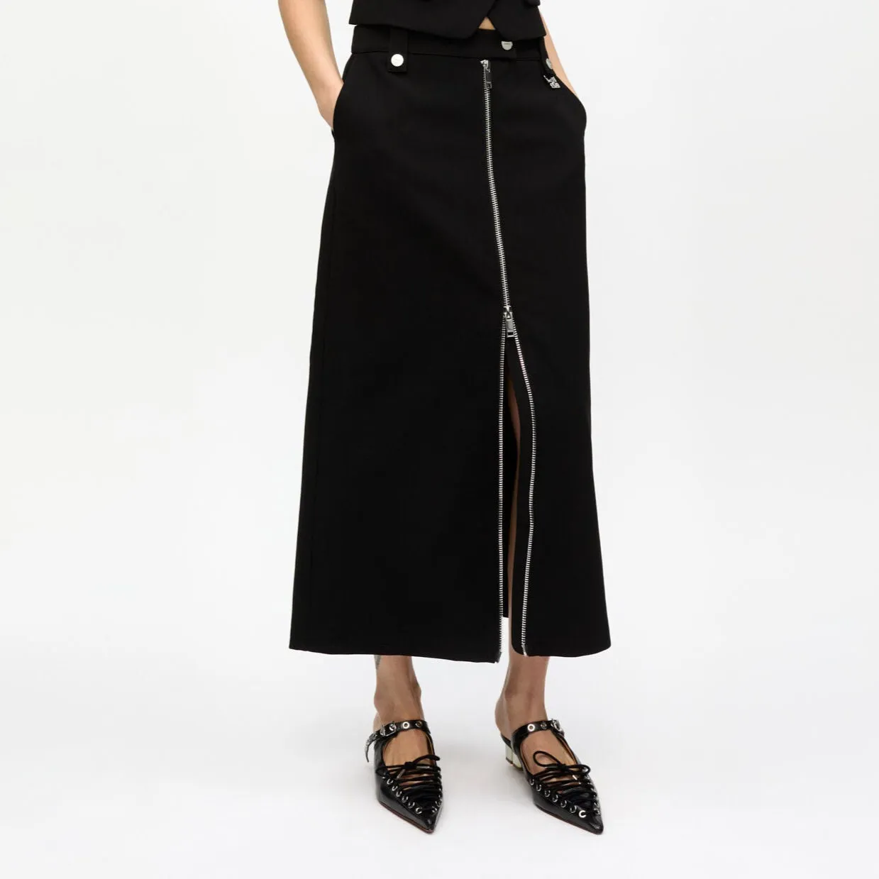BONDED CREPE SKIRT | BLACK