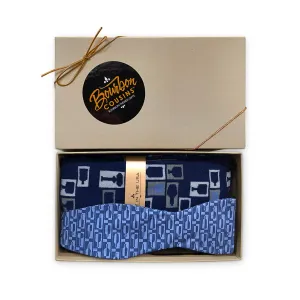 Bourbon Row Bow Tie   Sock Gift Set | Navy   Denim