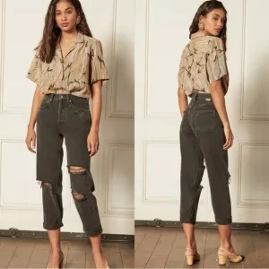 Boyish NWT Black High Rise The Toby Relaxed Tapered Jeans Size 26