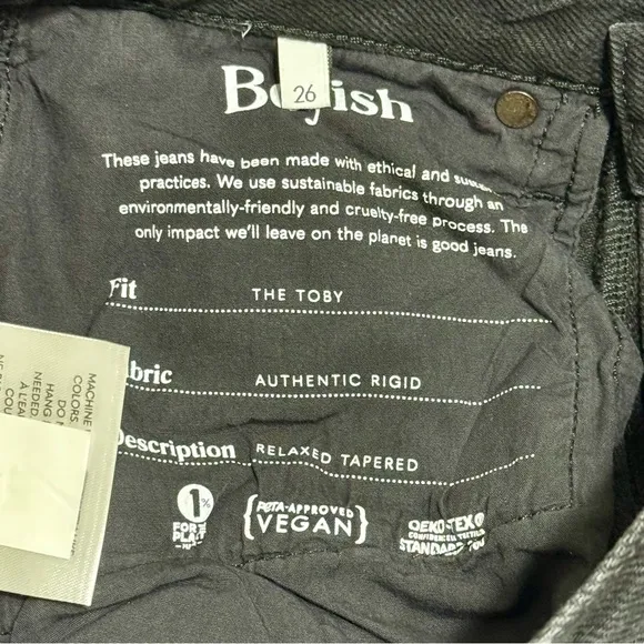 Boyish NWT Black High Rise The Toby Relaxed Tapered Jeans Size 26