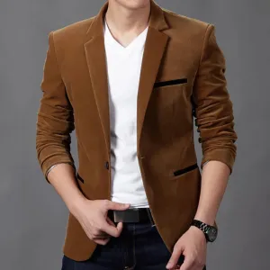 Brand Mens Corduroy Blazers Autumn Spring Fashion Male Slim Fat Casual Suit Jacket Men Blazer Masculino Clothing Vetement Homme