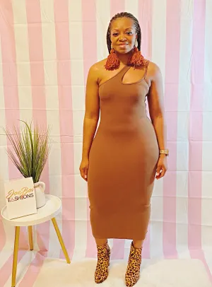 Brown One Shoulder Dress