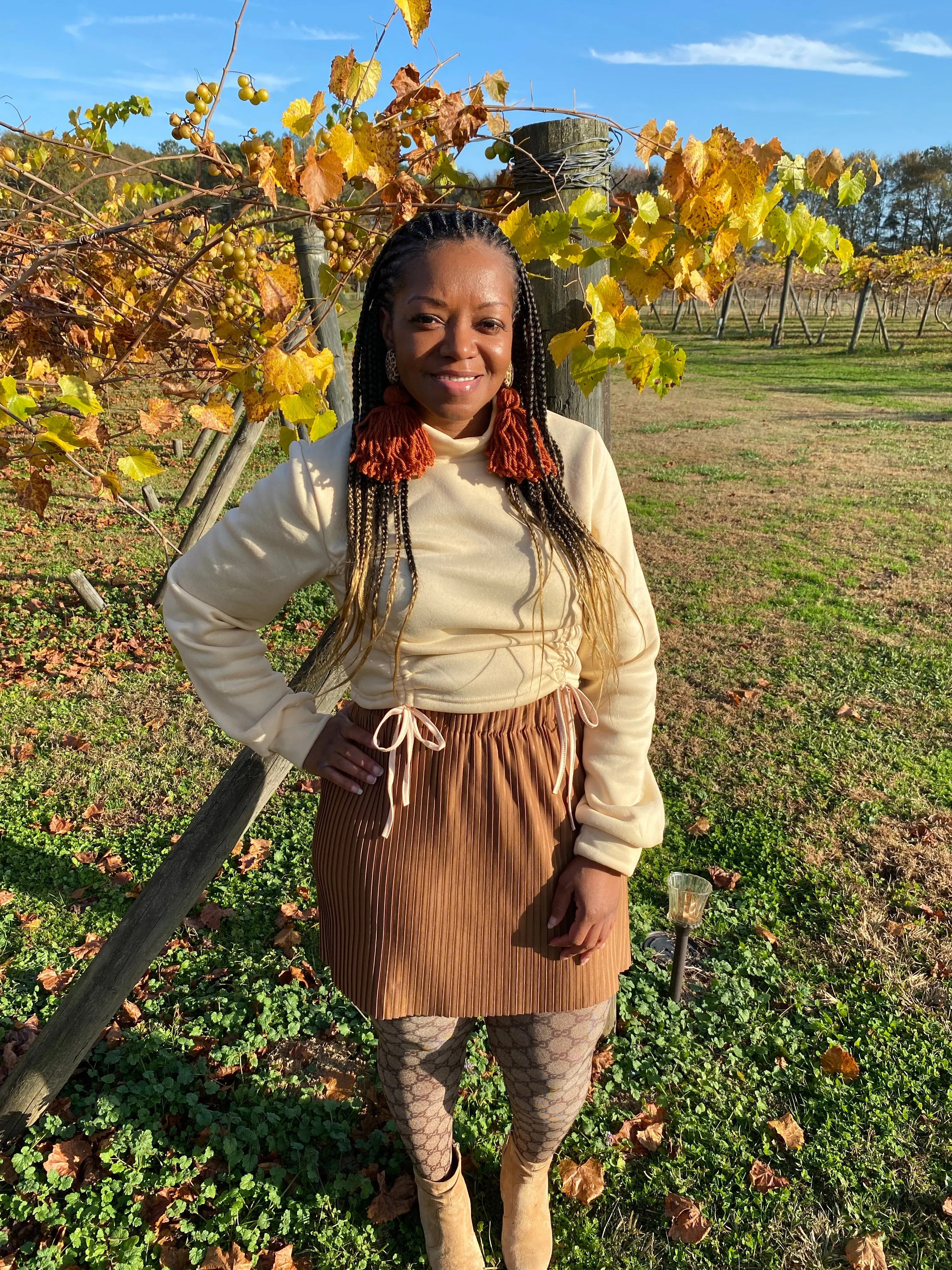 Brown Pleaded Skirt