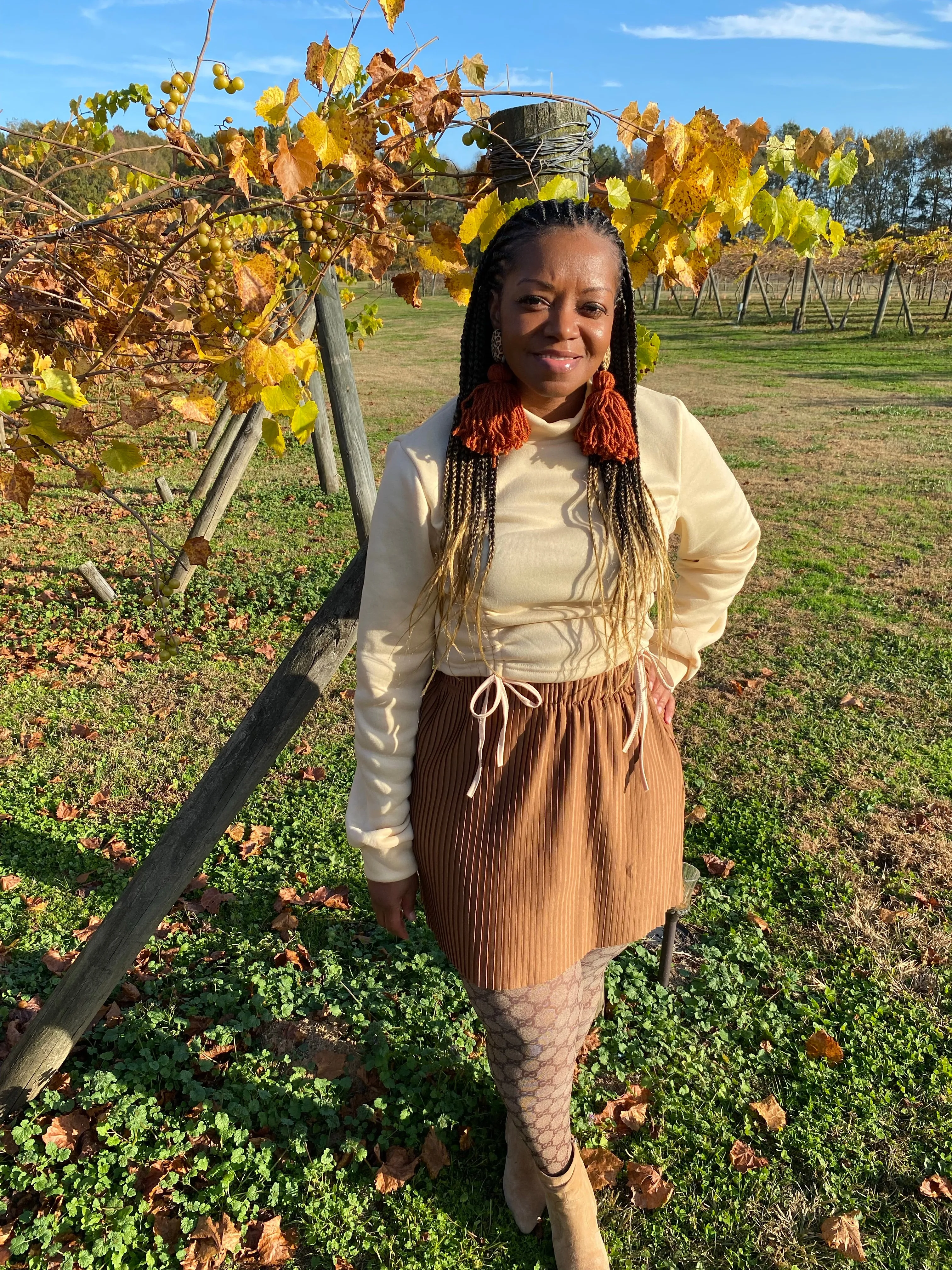 Brown Pleaded Skirt