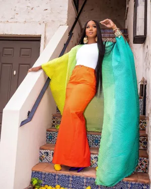 BruceGlen Orange High Waist Denim Skirt (As Worn by Sarah Jakes Roberts)