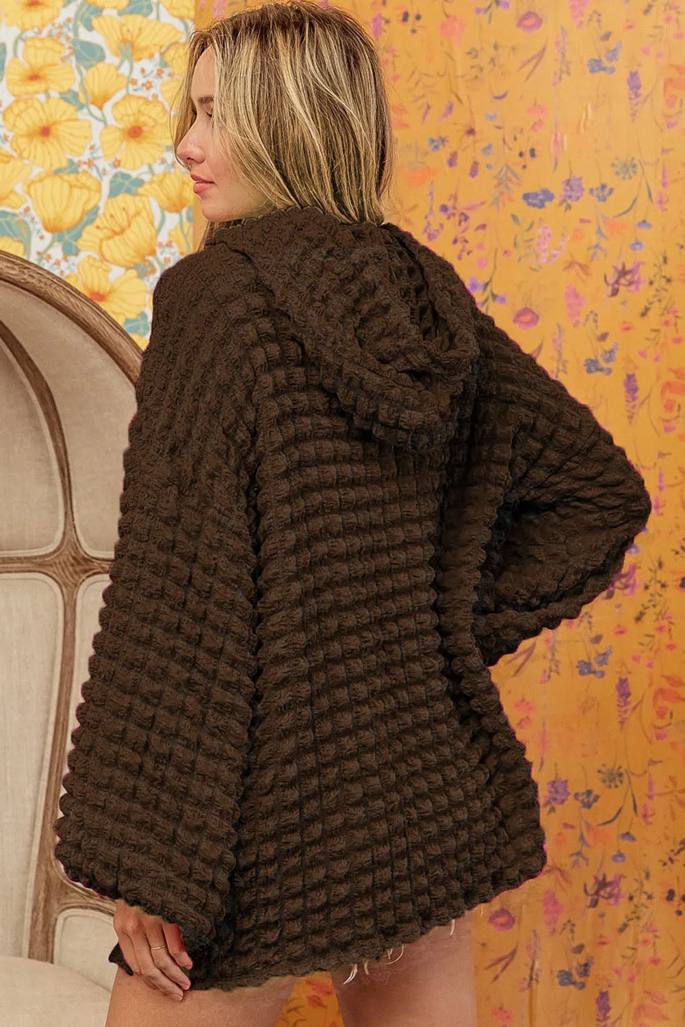 Bubble Textured Waffle Hoodie