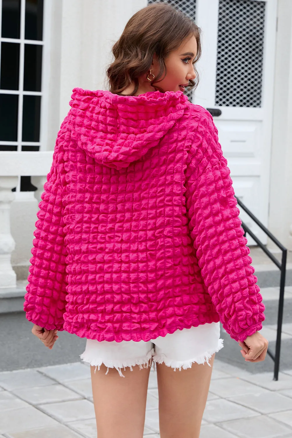 Bubble Textured Waffle Hoodie