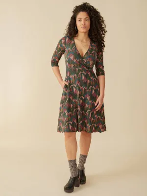 Callie 3/4 Sleeve Wrap Dress Geo Jewels