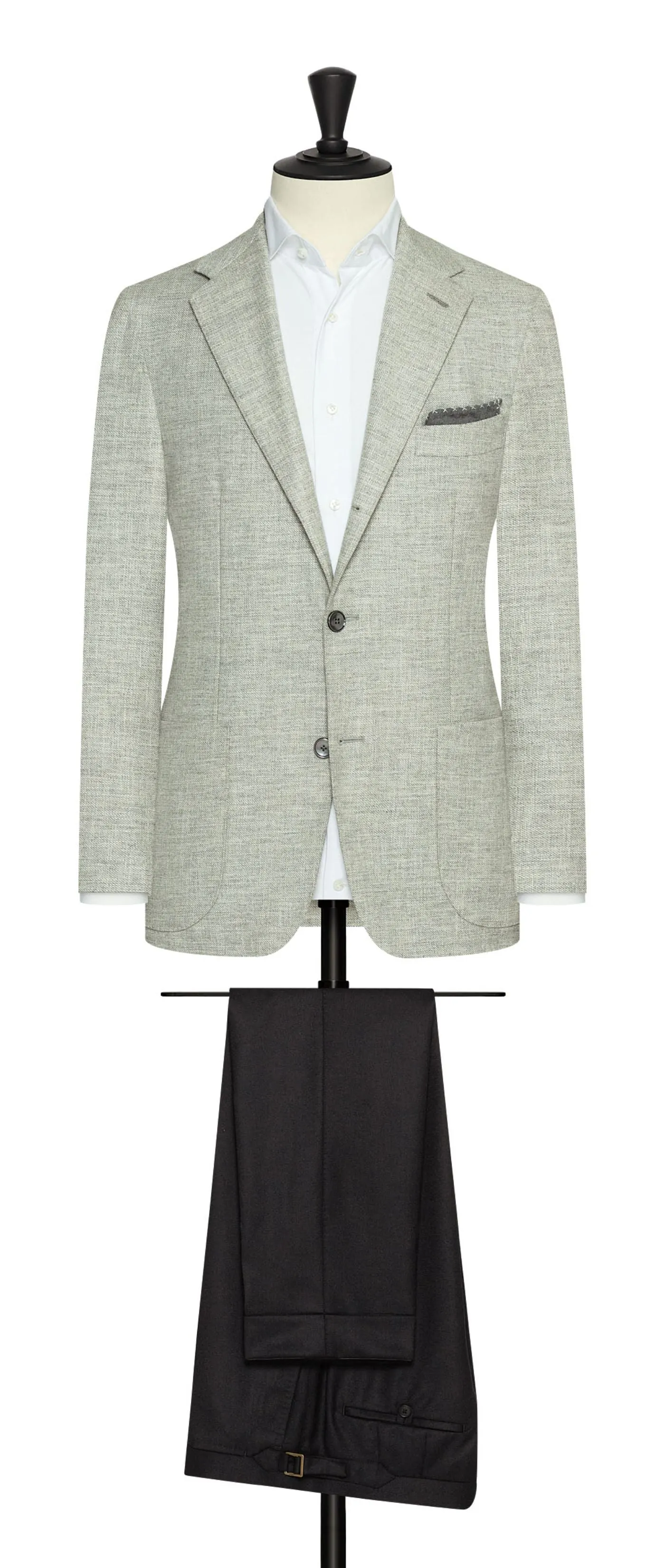 Carlo Barbera Light Grey Mélange Stretch Wool, Silk & Cotton Blend