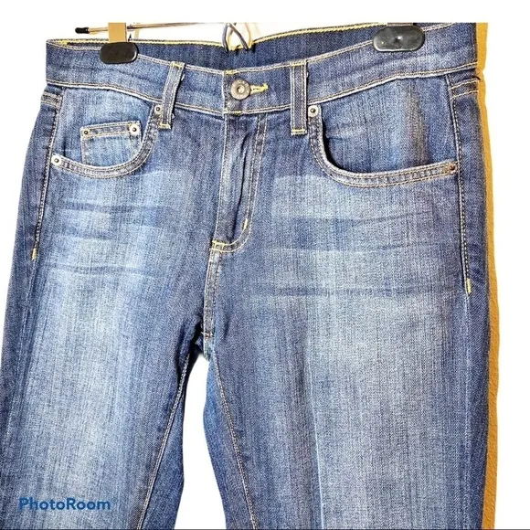 CARMAR Floral Embroidered Raw Hem Ankle High Rise Jeans, Size 26