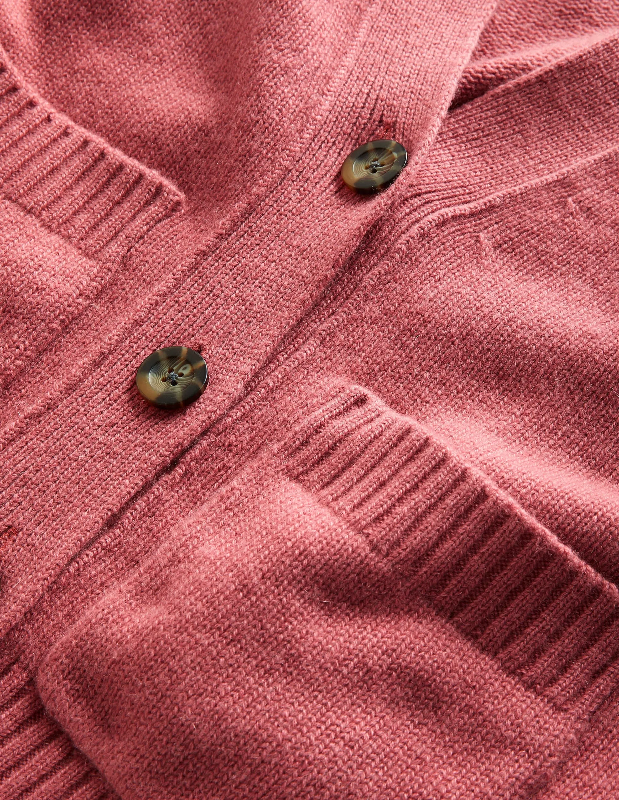 Cashmere Rib Cardigan-Dusty Red Melange
