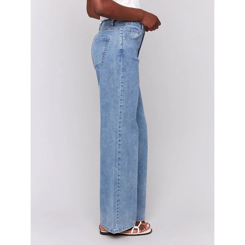 Charlie B Chloe Wide Leg Stretch Denim Pant