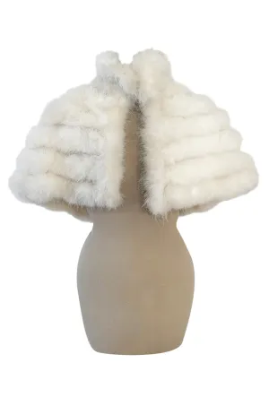 Chic & Simple Late 1990s Jacques Fath Off-White Ivory Feather Cropped Capelet