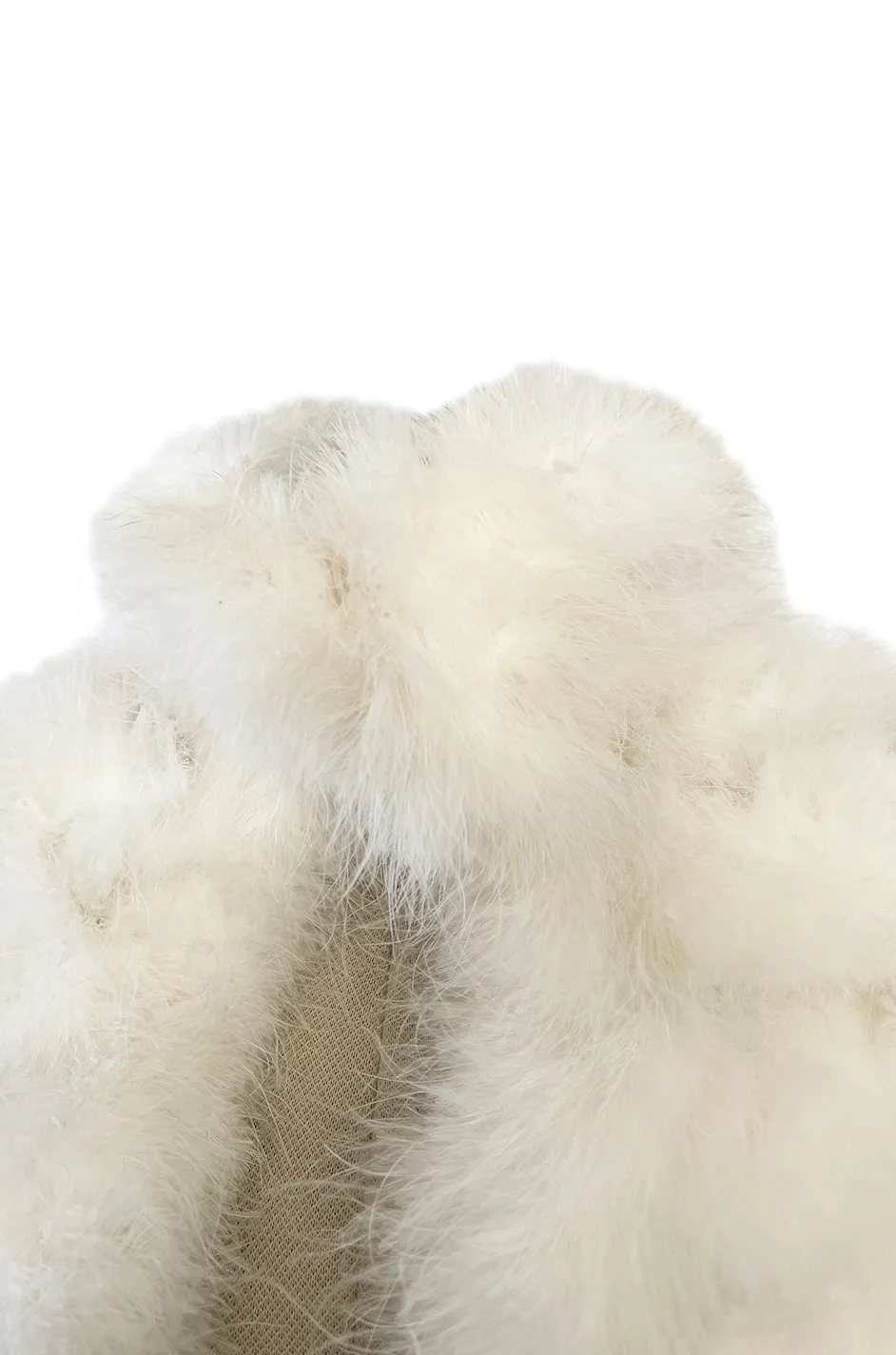 Chic & Simple Late 1990s Jacques Fath Off-White Ivory Feather Cropped Capelet