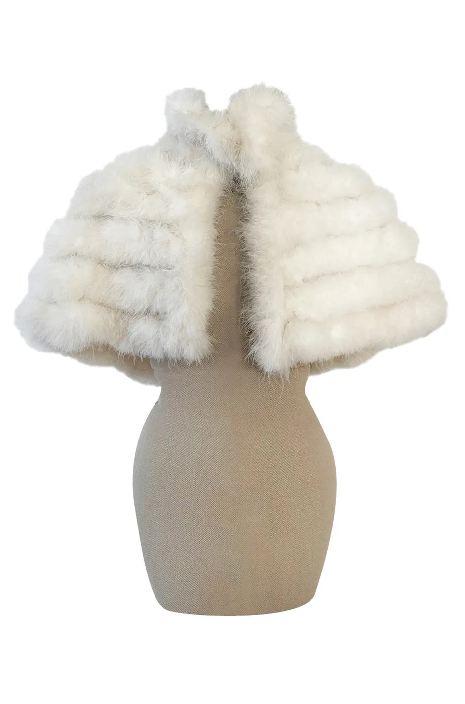 Chic & Simple Late 1990s Jacques Fath Off-White Ivory Feather Cropped Capelet