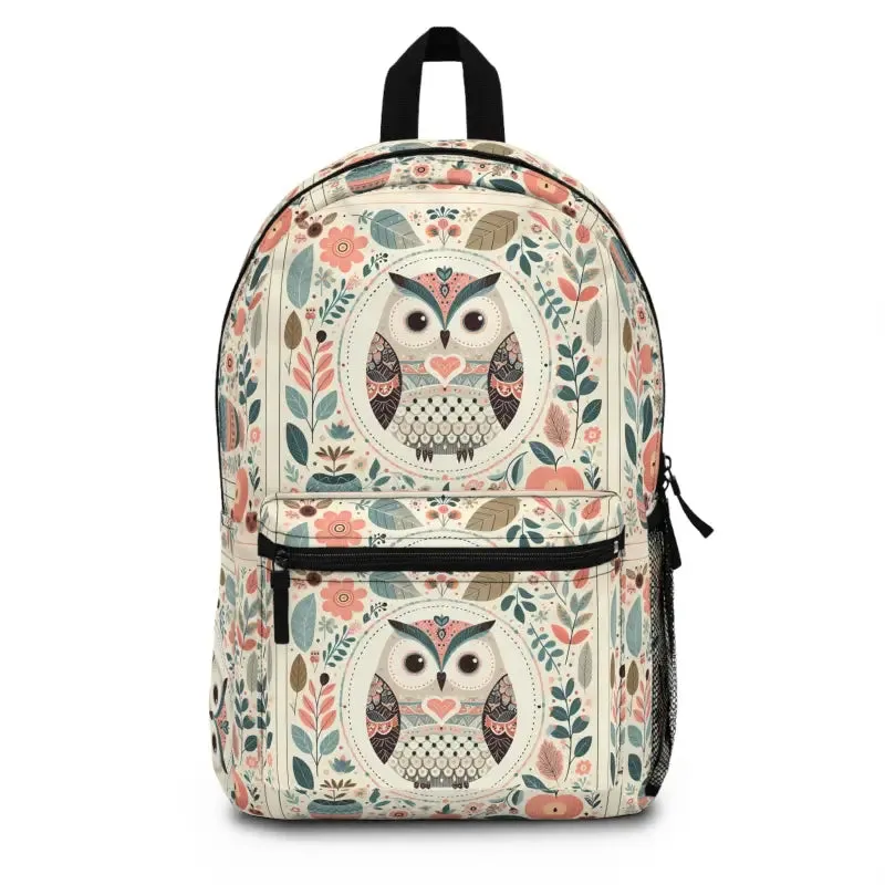 Chic Owl Backpack Pastel Flowers Trendy Fashion
