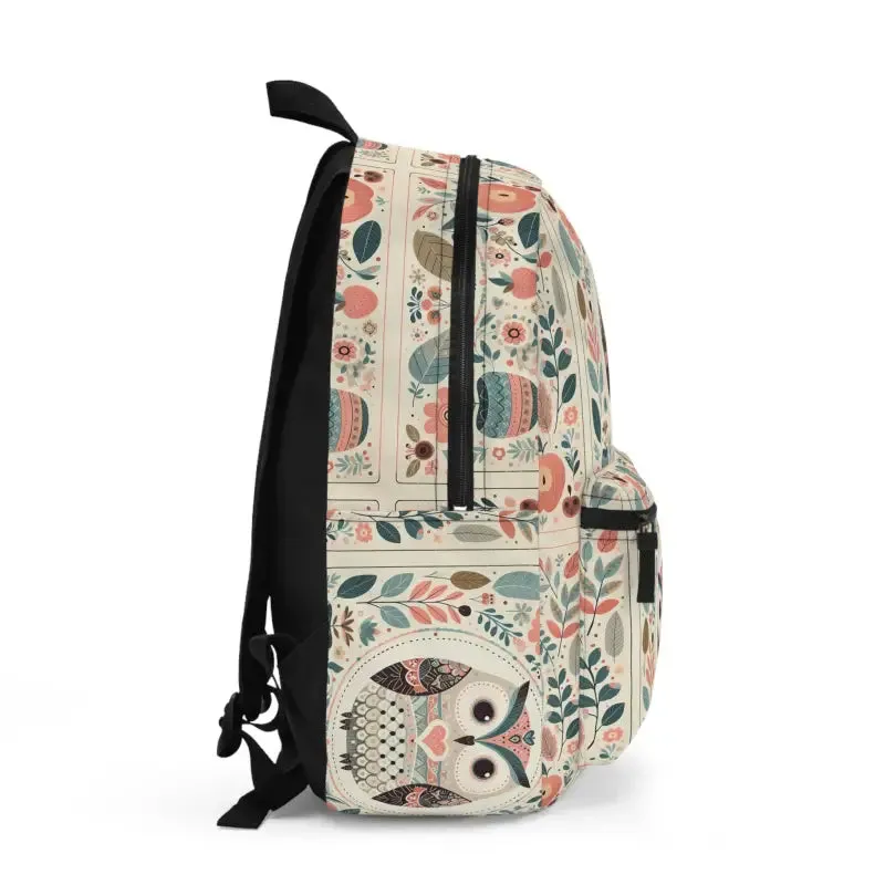Chic Owl Backpack Pastel Flowers Trendy Fashion