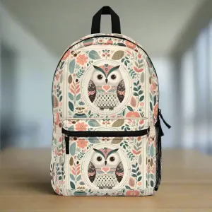 Chic Owl Backpack Pastel Flowers Trendy Fashion