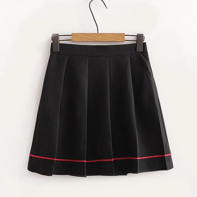 Chinese Style Hanfu Elements Flower Embroidery T-shirt Skirt Set Tassel UB6311