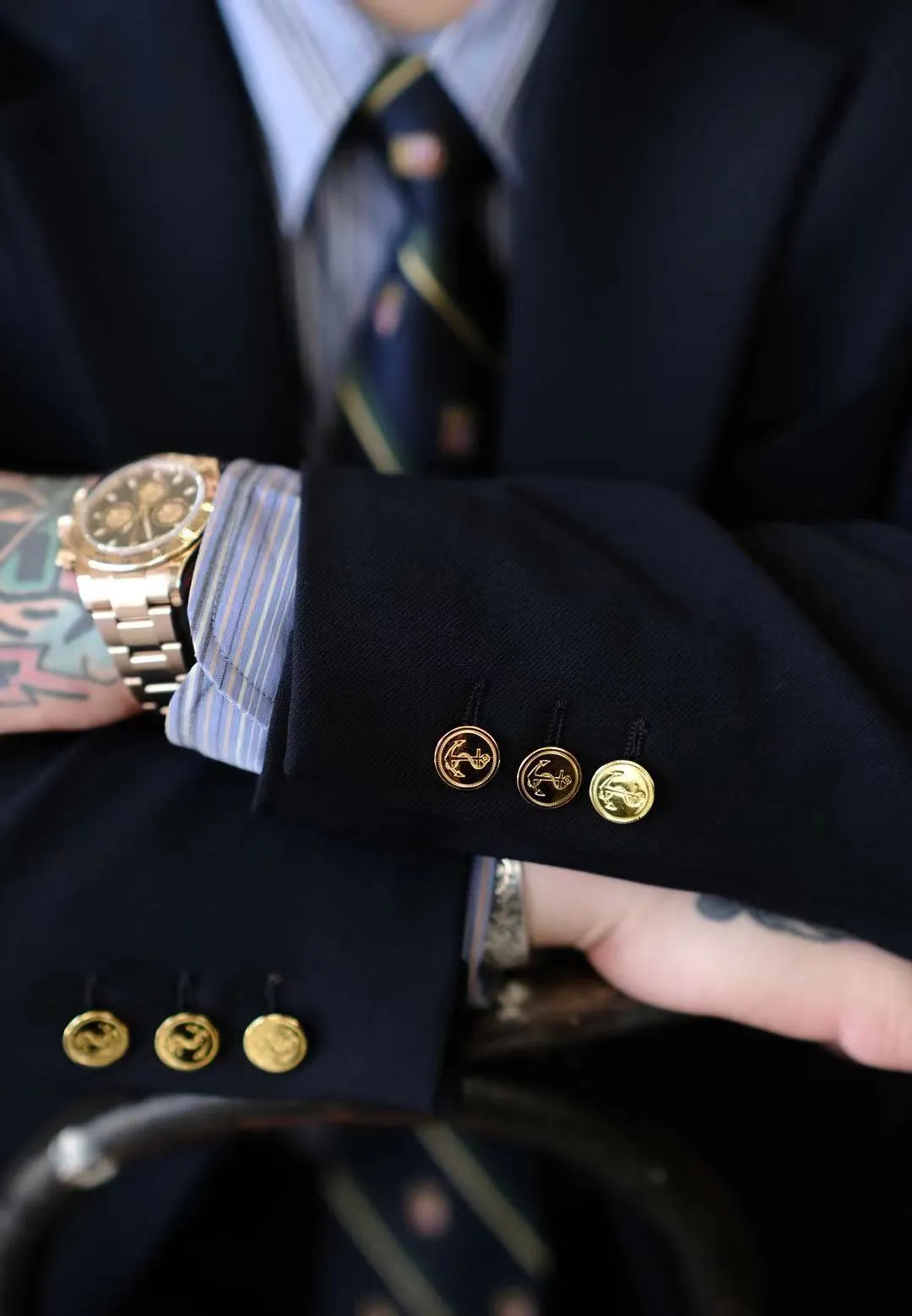 Classic Gold Button Blazer
