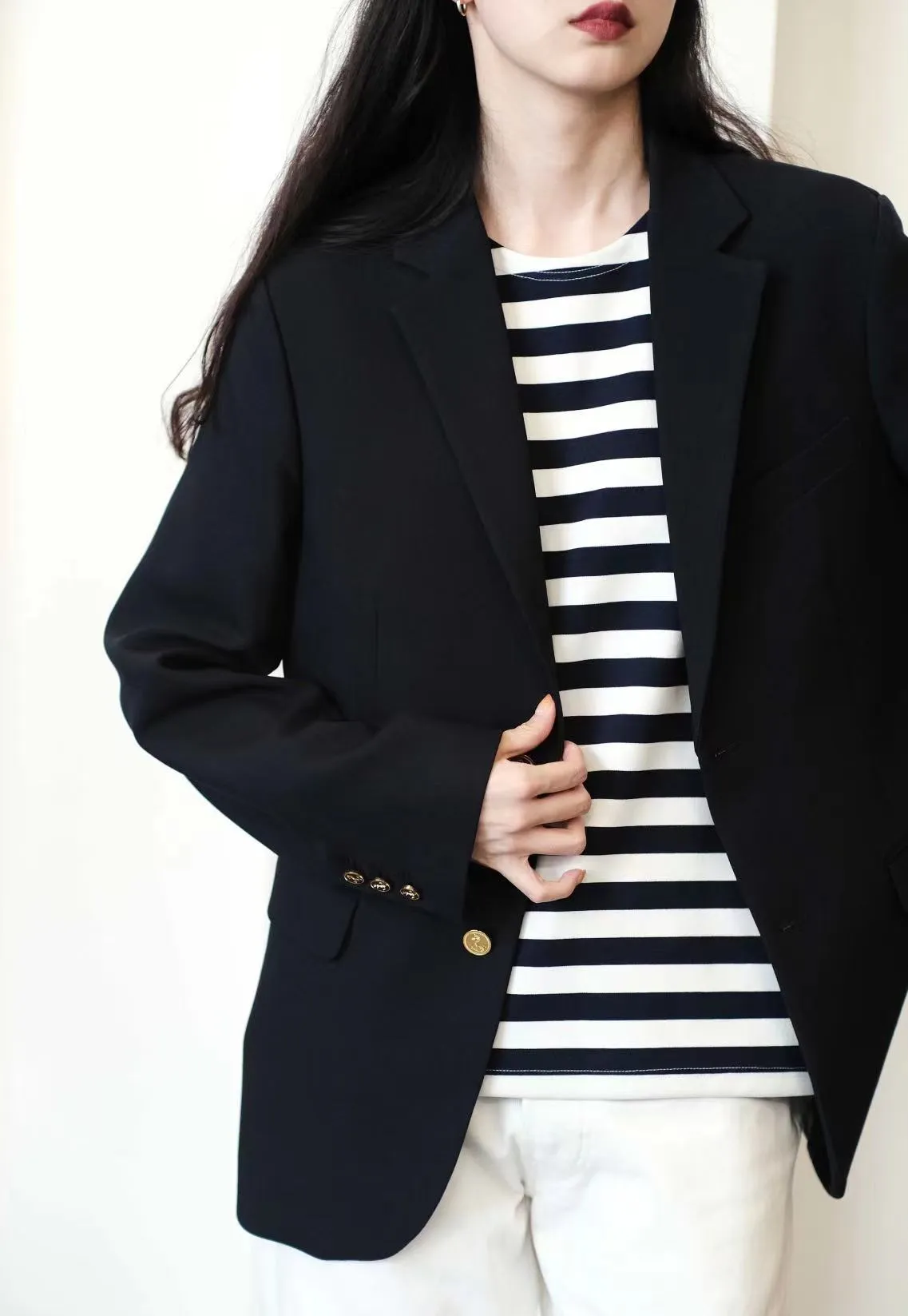 Classic Gold Button Blazer
