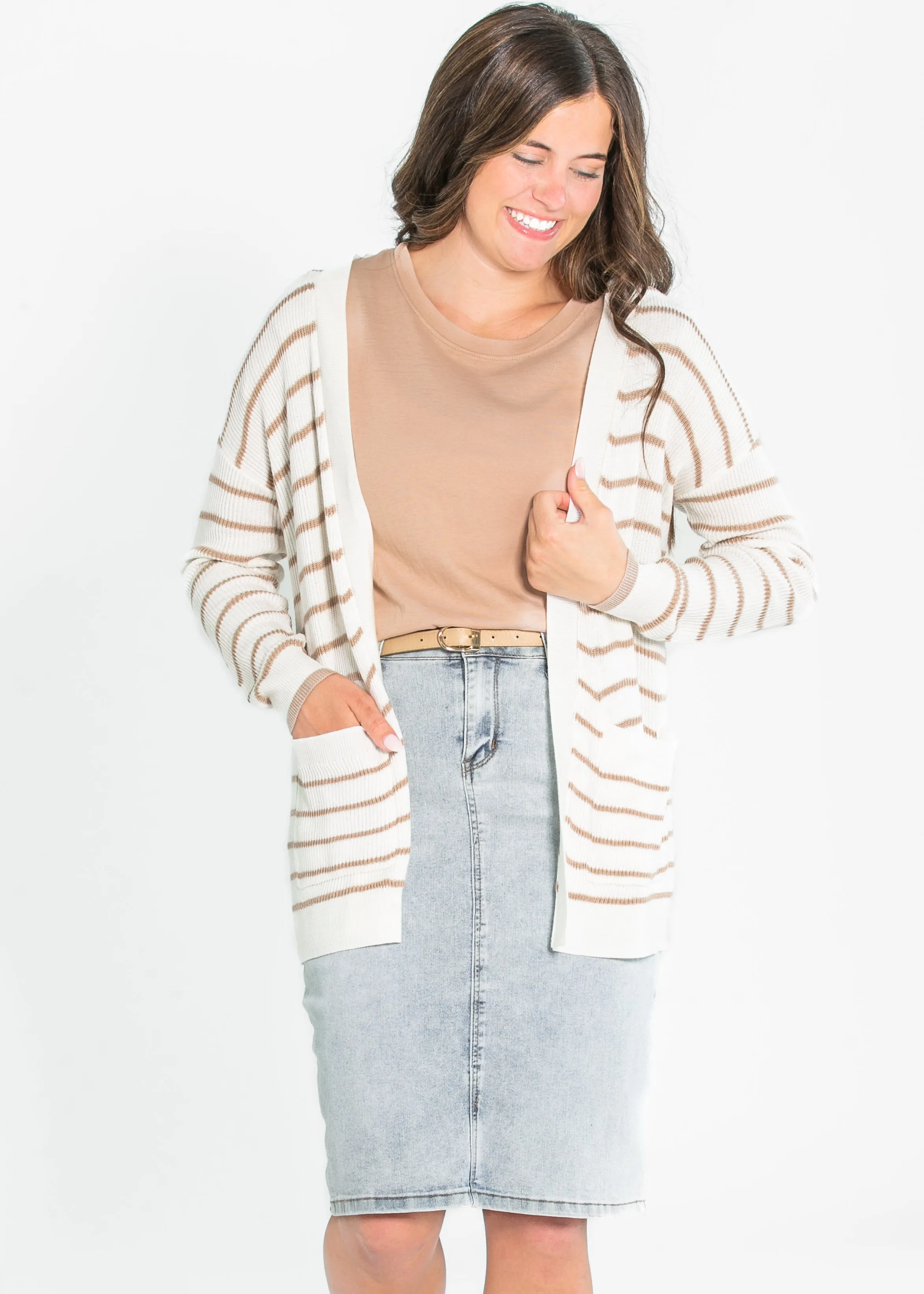 Classic Knit Striped Cardigan