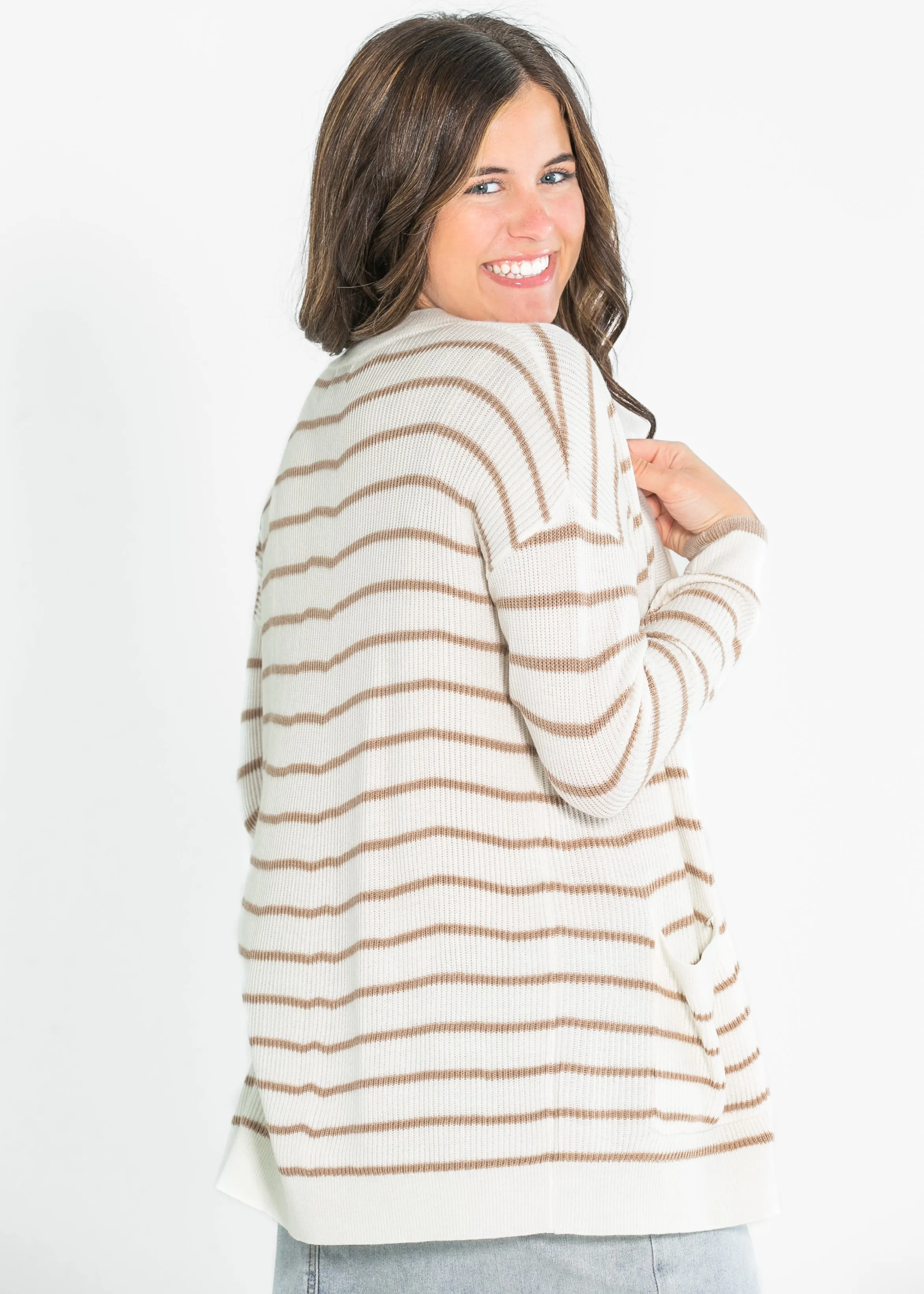 Classic Knit Striped Cardigan