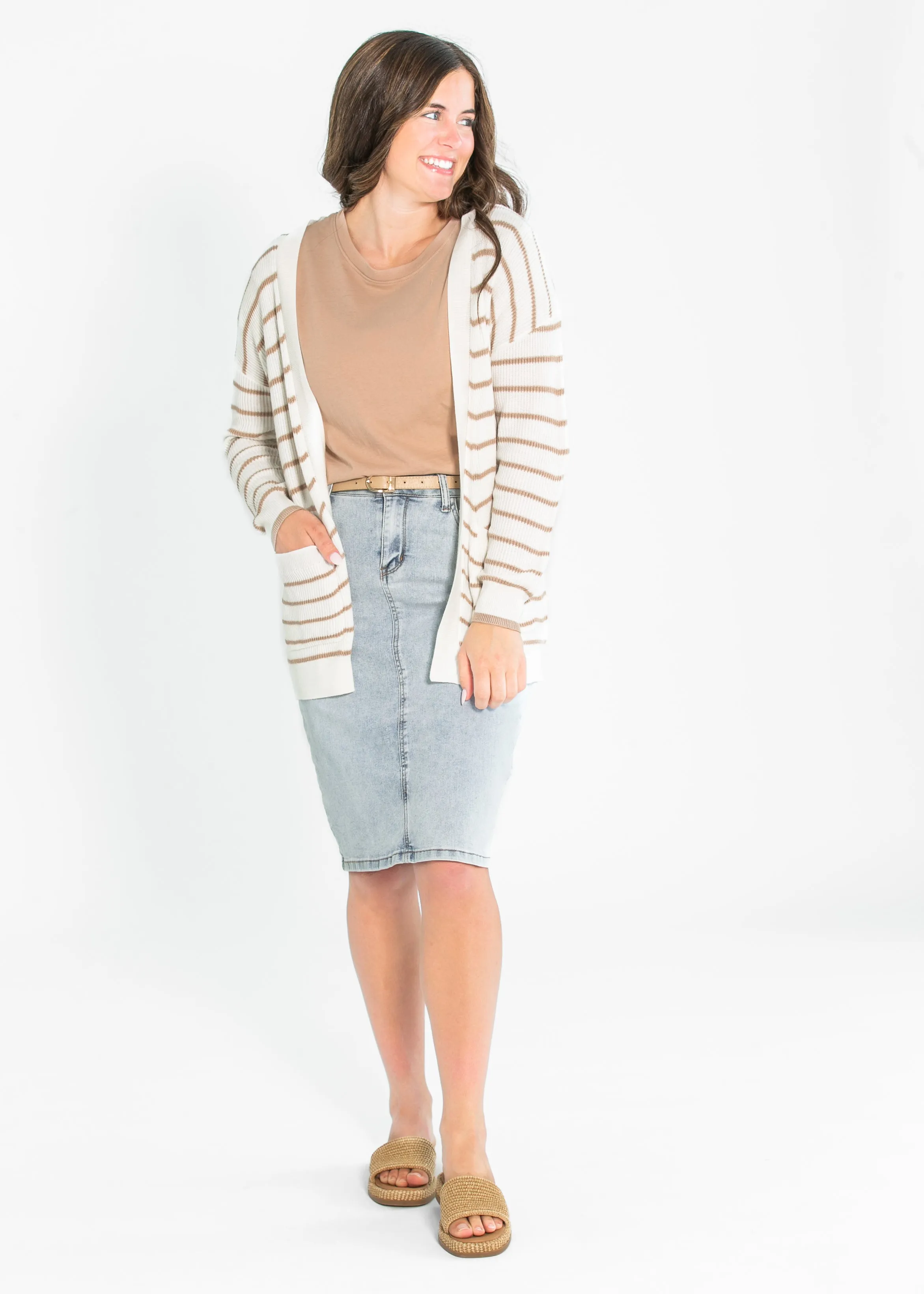 Classic Knit Striped Cardigan