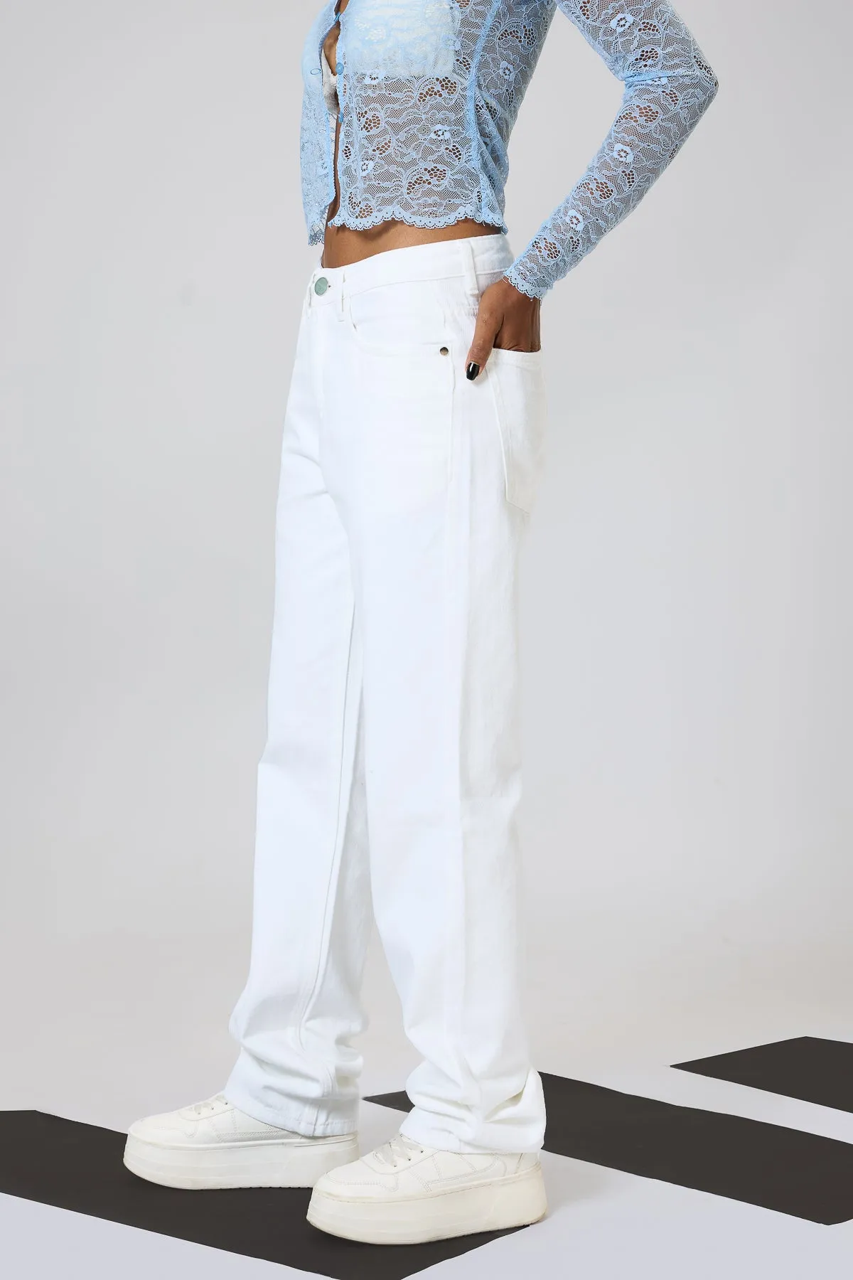 Clean Cut White Tapered Jeans