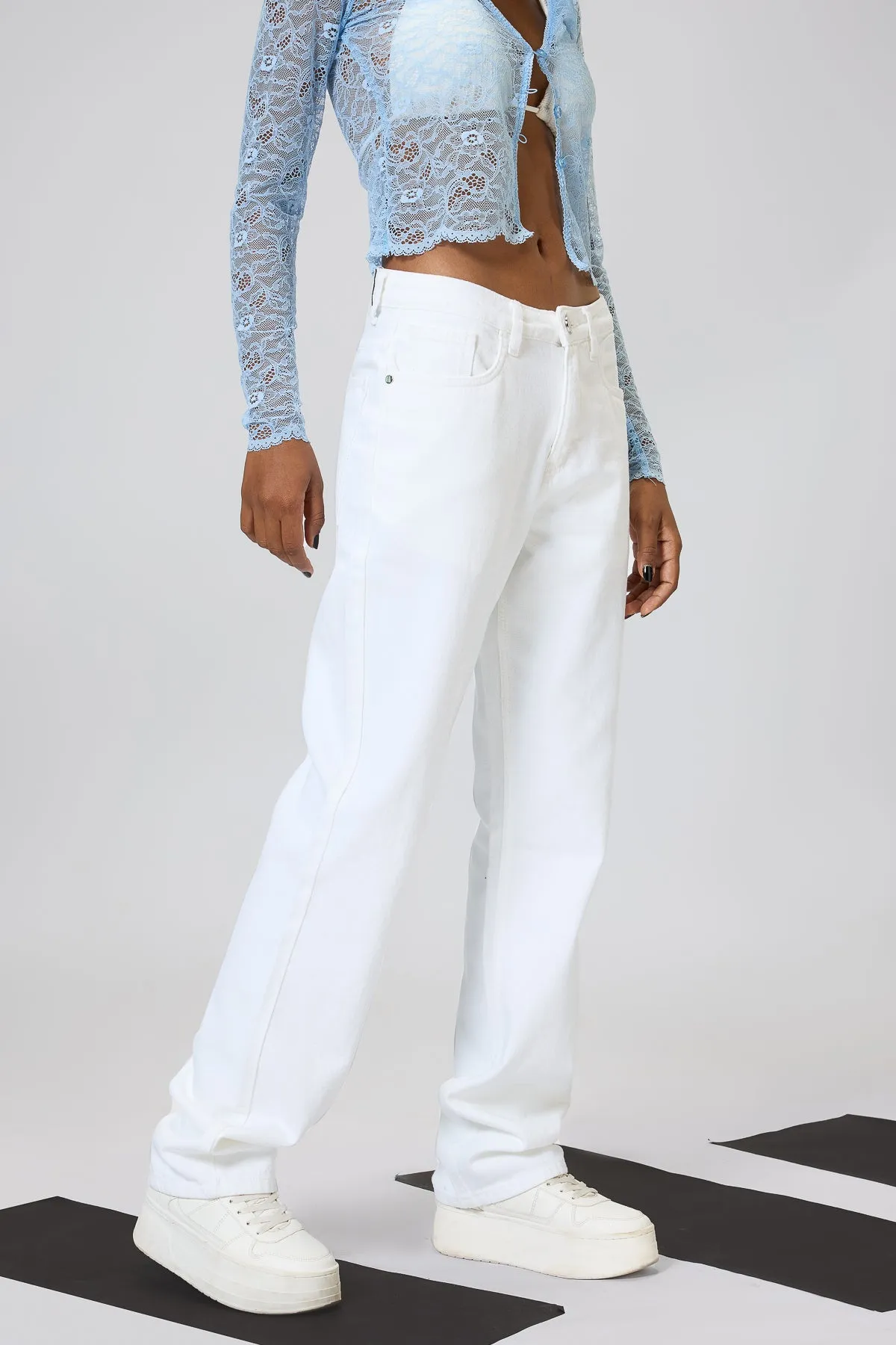 Clean Cut White Tapered Jeans