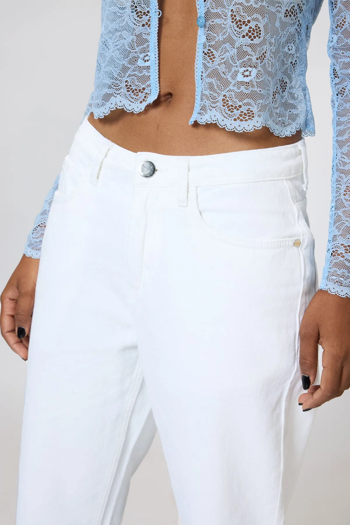 Clean Cut White Tapered Jeans
