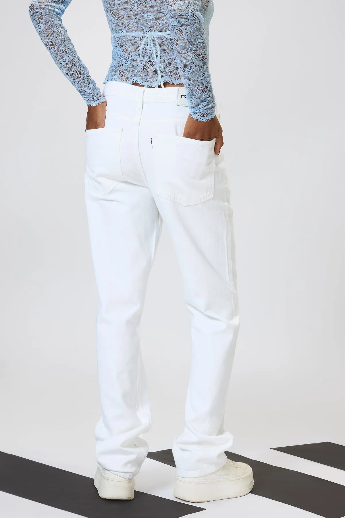 Clean Cut White Tapered Jeans