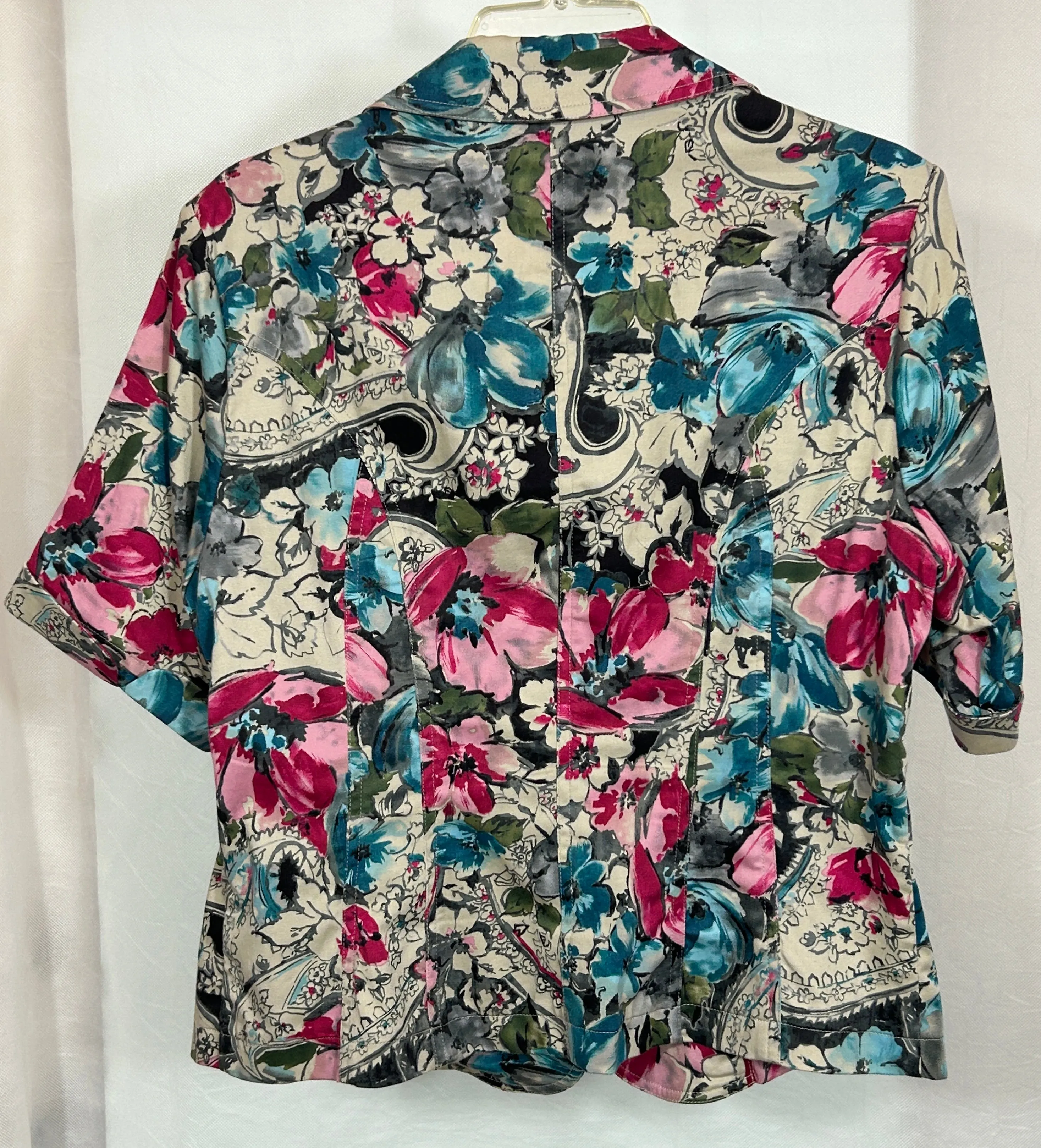 Coldwater Creek Floral Print Blazer - Size 14 - Button Front Short Sleeve Jacket