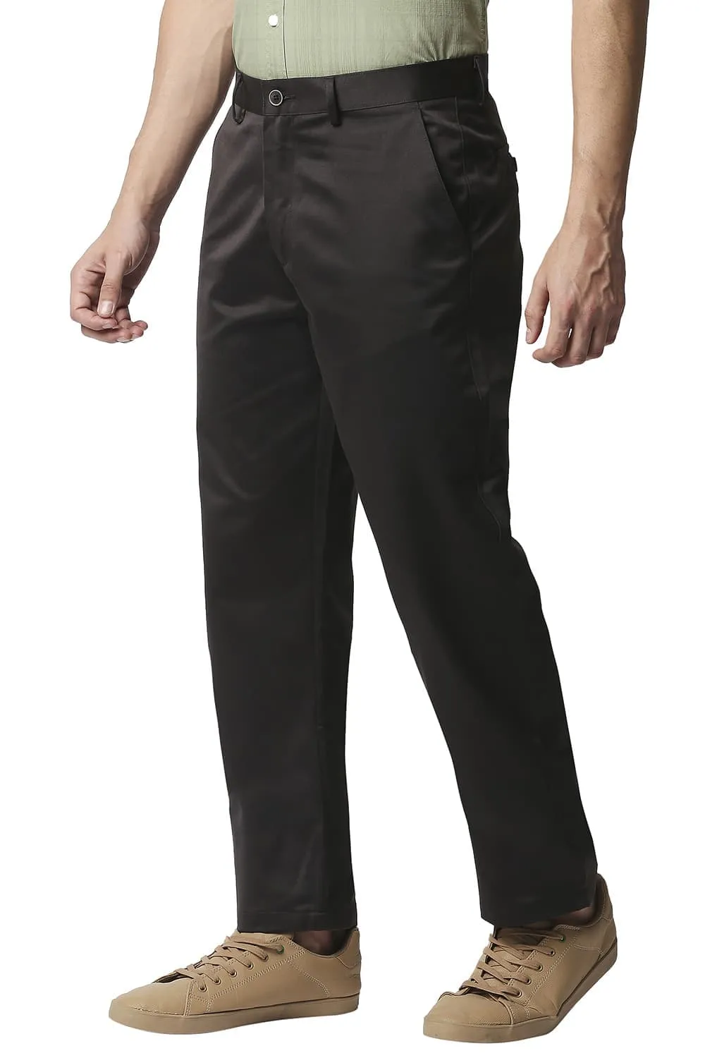 Comfort Fit Satin Weave Poly Cotton Trousers