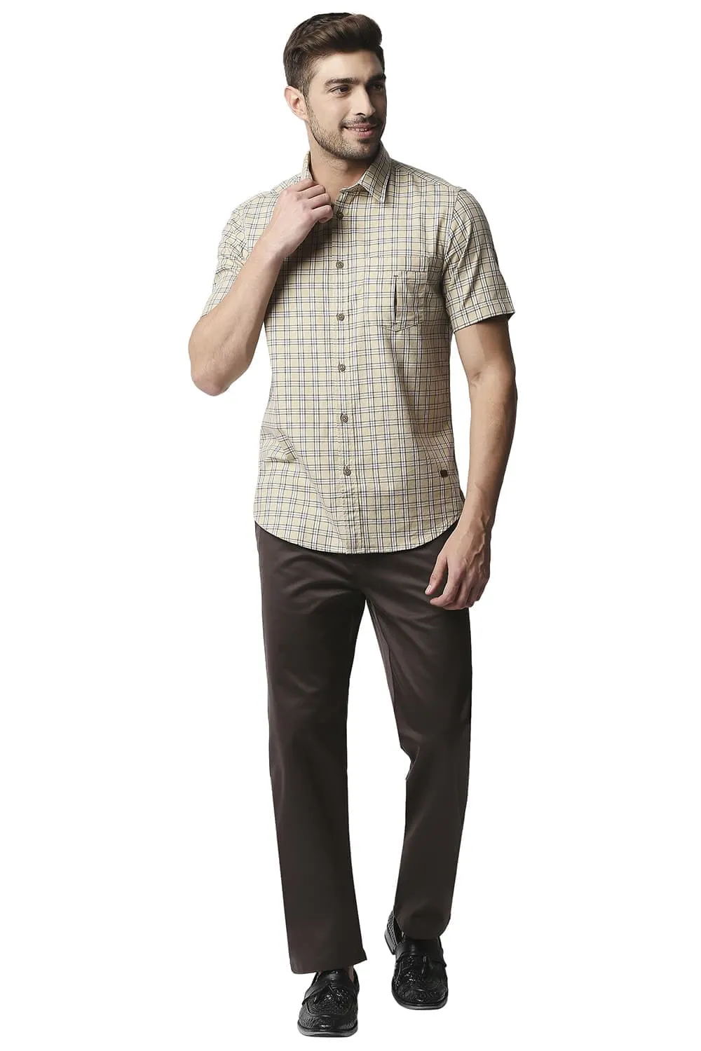 Comfort Fit Satin Weave Poly Cotton Trousers