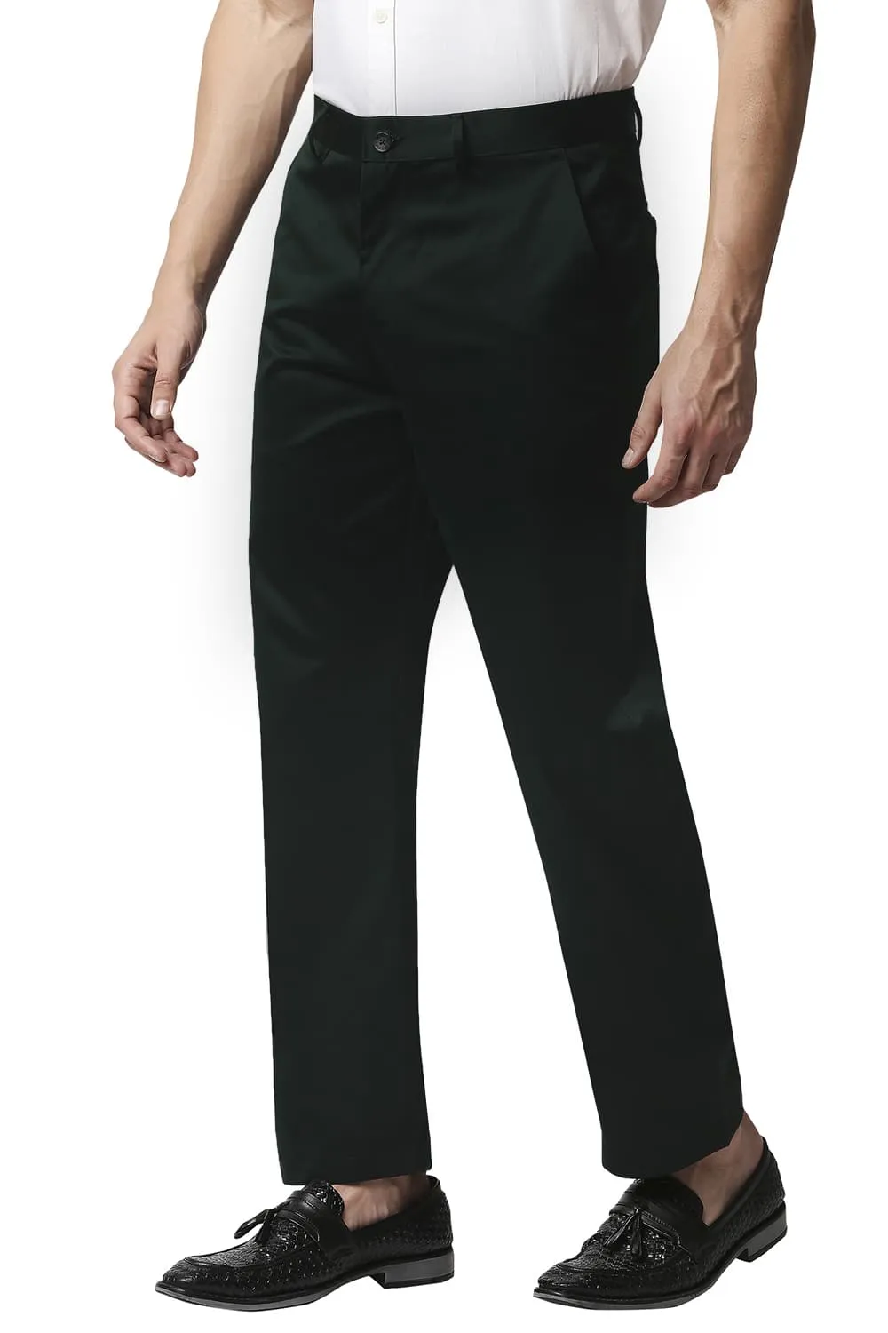 Comfort Fit Satin Weave Poly Cotton Trousers