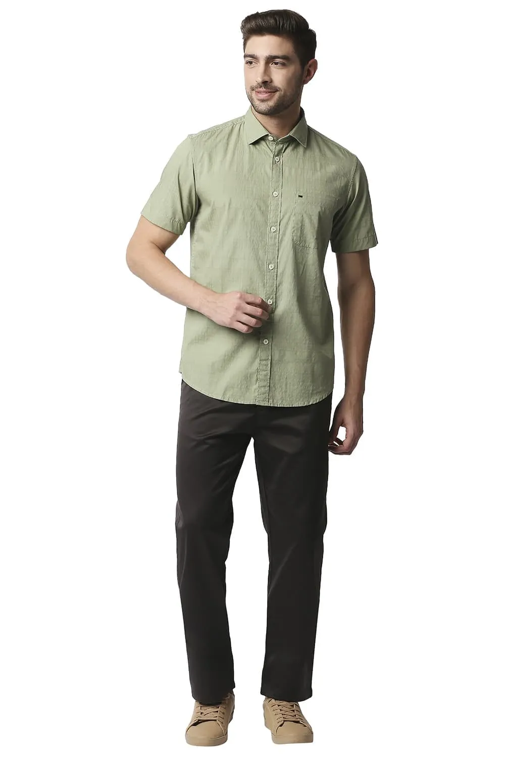 Comfort Fit Satin Weave Poly Cotton Trousers