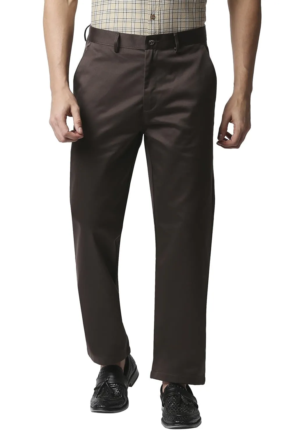 Comfort Fit Satin Weave Poly Cotton Trousers