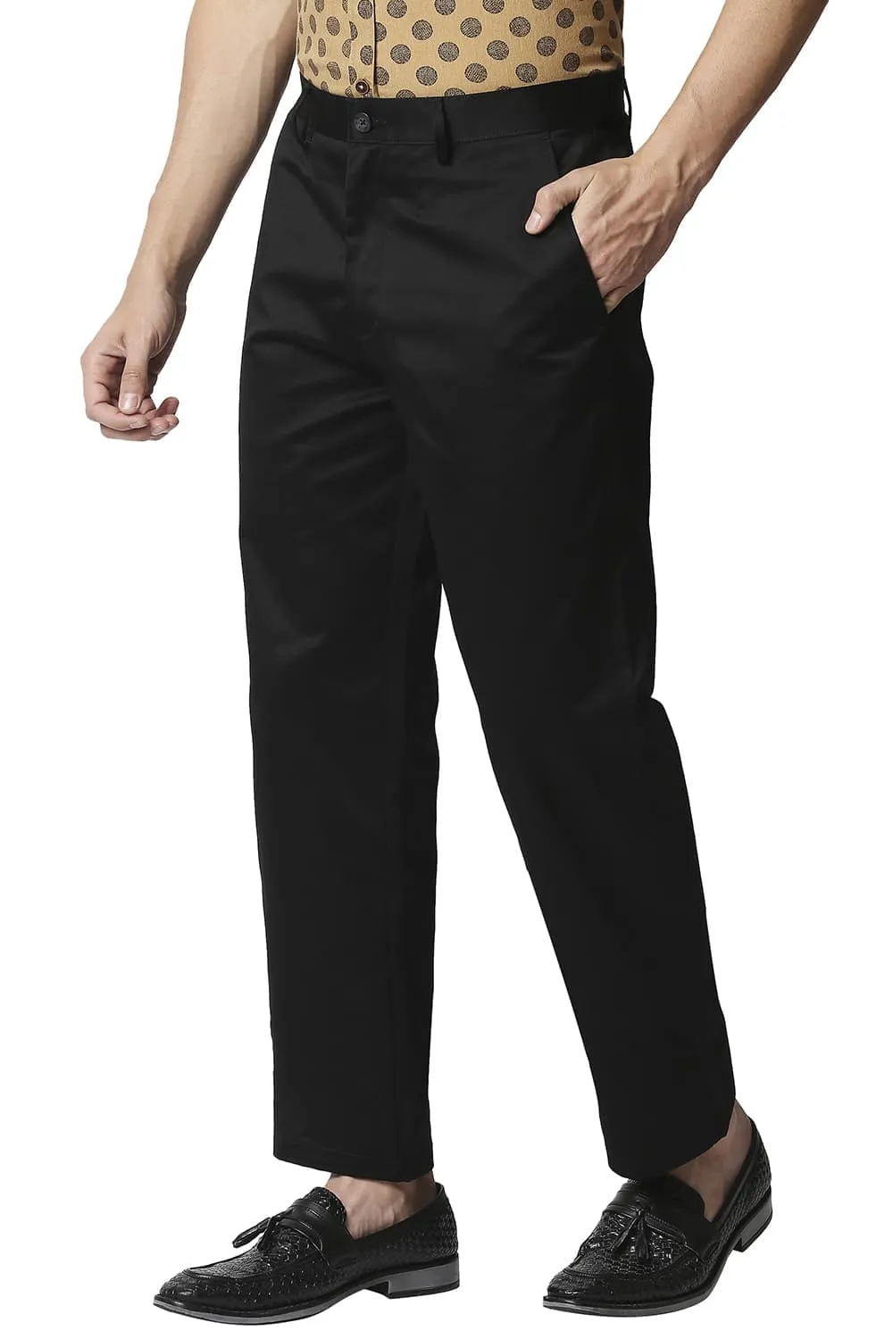 Comfort Fit Satin Weave Poly Cotton Trousers