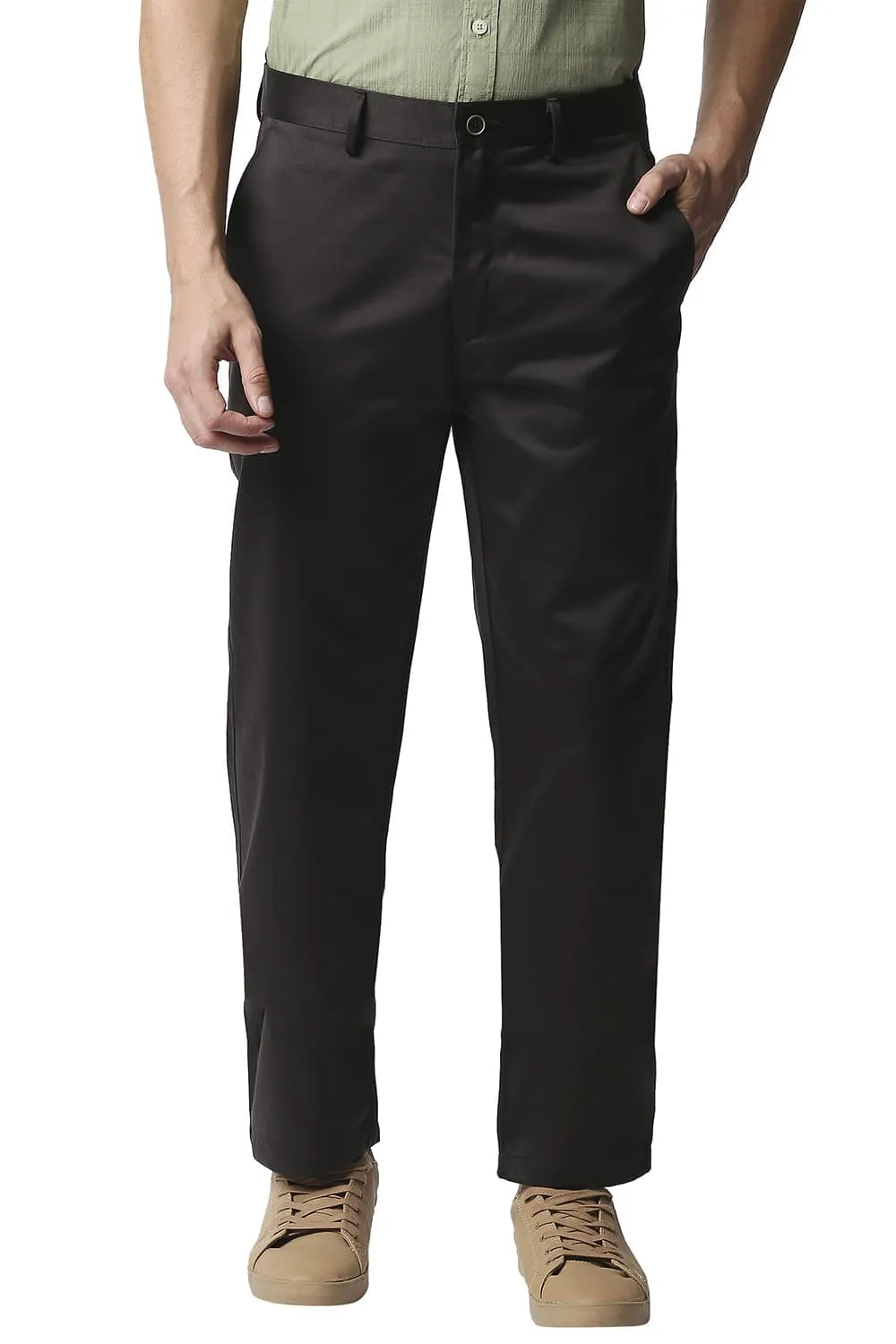Comfort Fit Satin Weave Poly Cotton Trousers