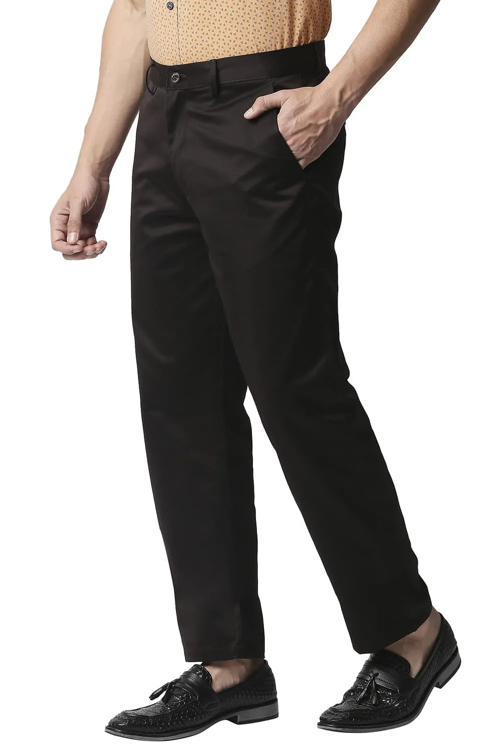 Comfort Fit Satin Weave Poly Cotton Trousers