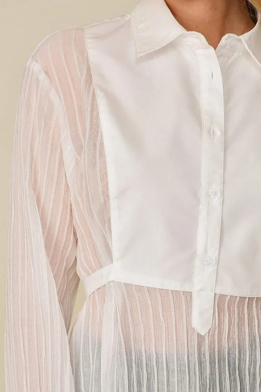 Contrast Button-Down Blouse