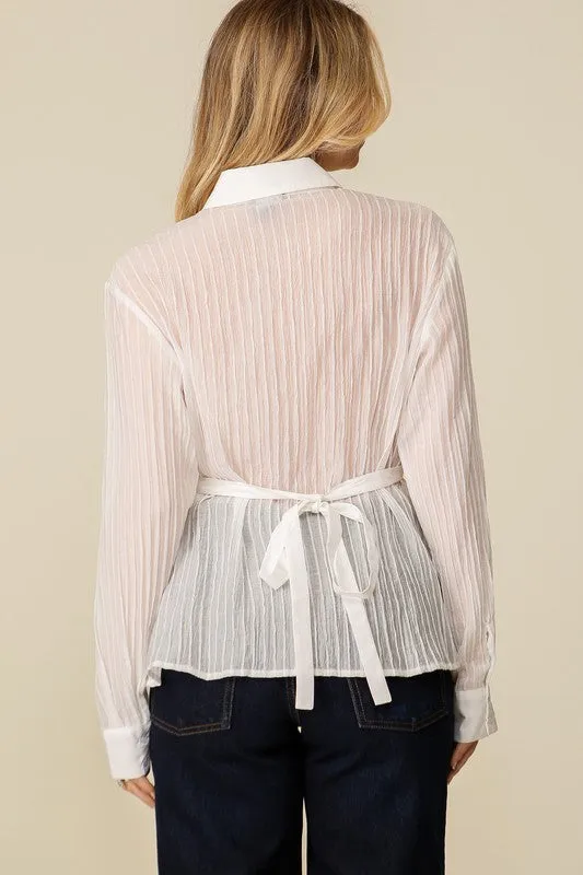 Contrast Button-Down Blouse